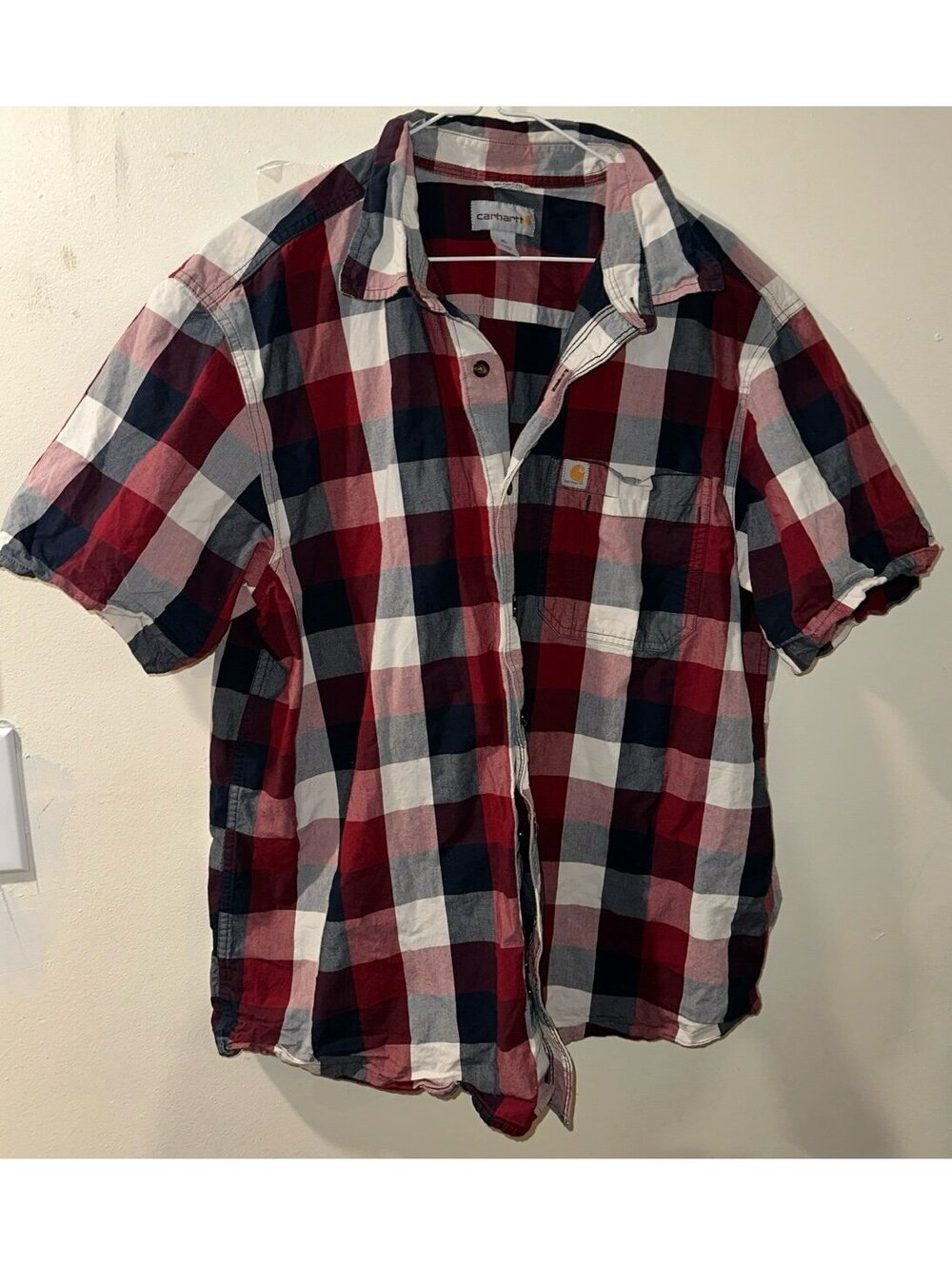 CARHARTT plaid button up short sleeve shirt size Xl